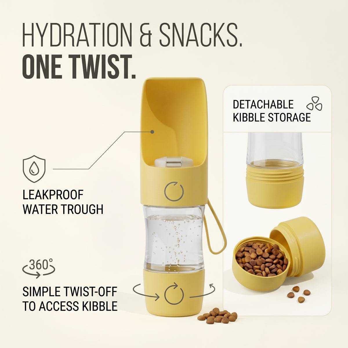 2-in-1 Food & Water Bottle